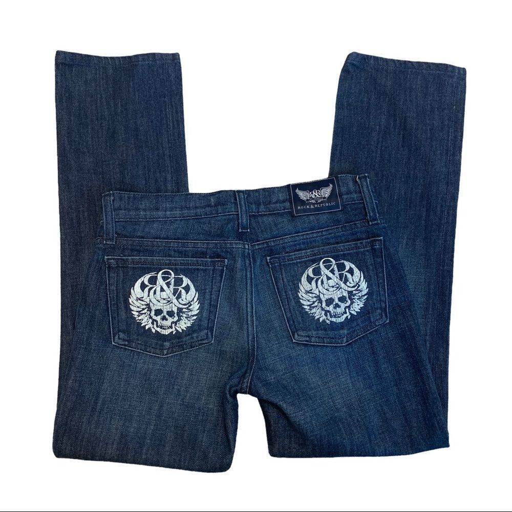 Rock & Republic blue denim jeans Sz 26 western stampede rodeo